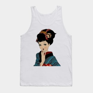 Kimono girl vintage japanese art style Tank Top